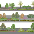 Diverse Plant Combinations with Trees Shrubs Flowers and Stones for Garden Landscaping