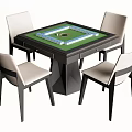Elegant Modern Square Entertainment Table With Mahjong Layout And Four Chairs 3d model