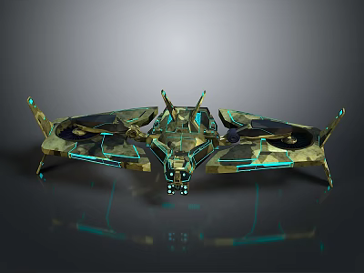 Futuristic Cosmic Spaceship Design With Glowing Green Accents And Advanced Structure 3d model