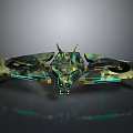 Futuristic Cosmic Spaceship Design With Glowing Green Accents And Advanced Structure