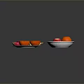 Fresh Apple Orange Banana Slices And Whole Fruits On Two White Plates