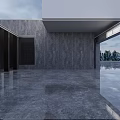 Modern Sales Office Building With Stone Facade Minimalist Entrance And Water Reflection