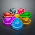 Vibrant Multicolored Polygonal Gemstone Decor Items With Flower Arrangement Design