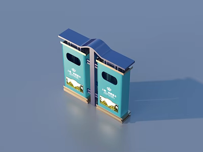 Blue Household Waste Bins With Double Compartments For Recycling And Trash 3d model