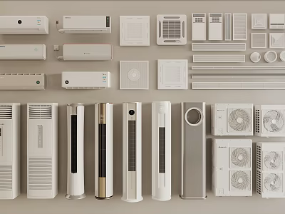 Different Models of Modern Air Conditioners and Fans Product Display Collection 3d model
