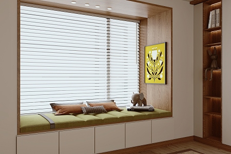 Modern Bay Window Cushion Hanging Picture Blinds Bay Window Cushion 3d model