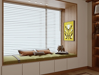 Modern Bay Window Cushion Hanging Picture Blinds Bay Window Cushion 3d model