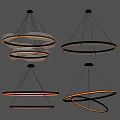Modern Circular Chandeliers With LED Lighting And Ring Design For Interior Decor 3d model
