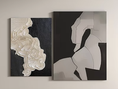 Abstract Wall Art Pieces for Home Decor with Black White Background and Geometric Textured Patterns 3d model