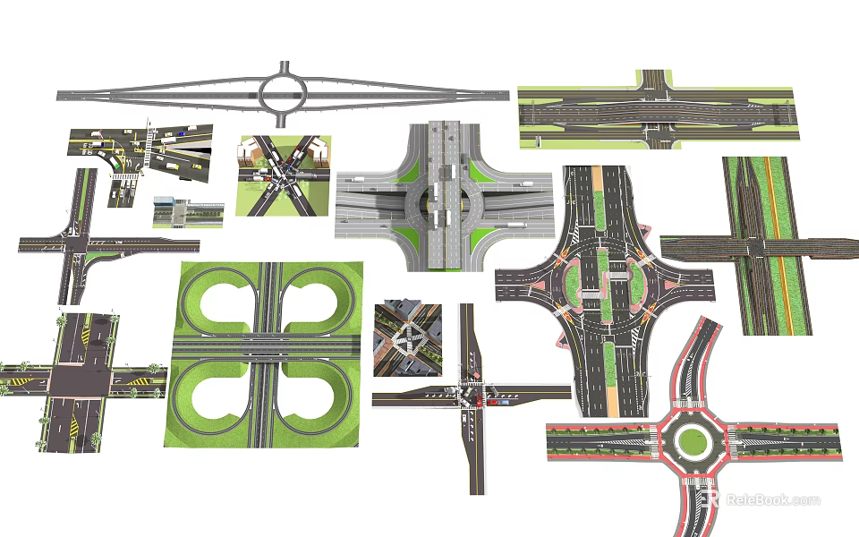 Different Highway Interchange Layouts For Modern Transportation Hubs 3d model