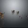 People Figures With Giraffe And Elephants In Model Scene On Reflective Surface 3d model