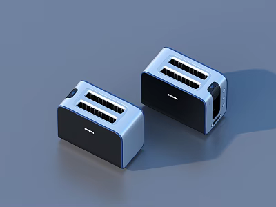 Modern Two Slice Toasters With Sleek Design And Blue Black Color For Home Kitchen 3d model