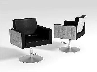 Modern Black And Gray Leisure Chairs With Leather Fabric And Metal Swivel Base 3d model