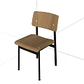 Modern Leisure Chair With Wooden Seat Backrest And Metal Legs Simple Design