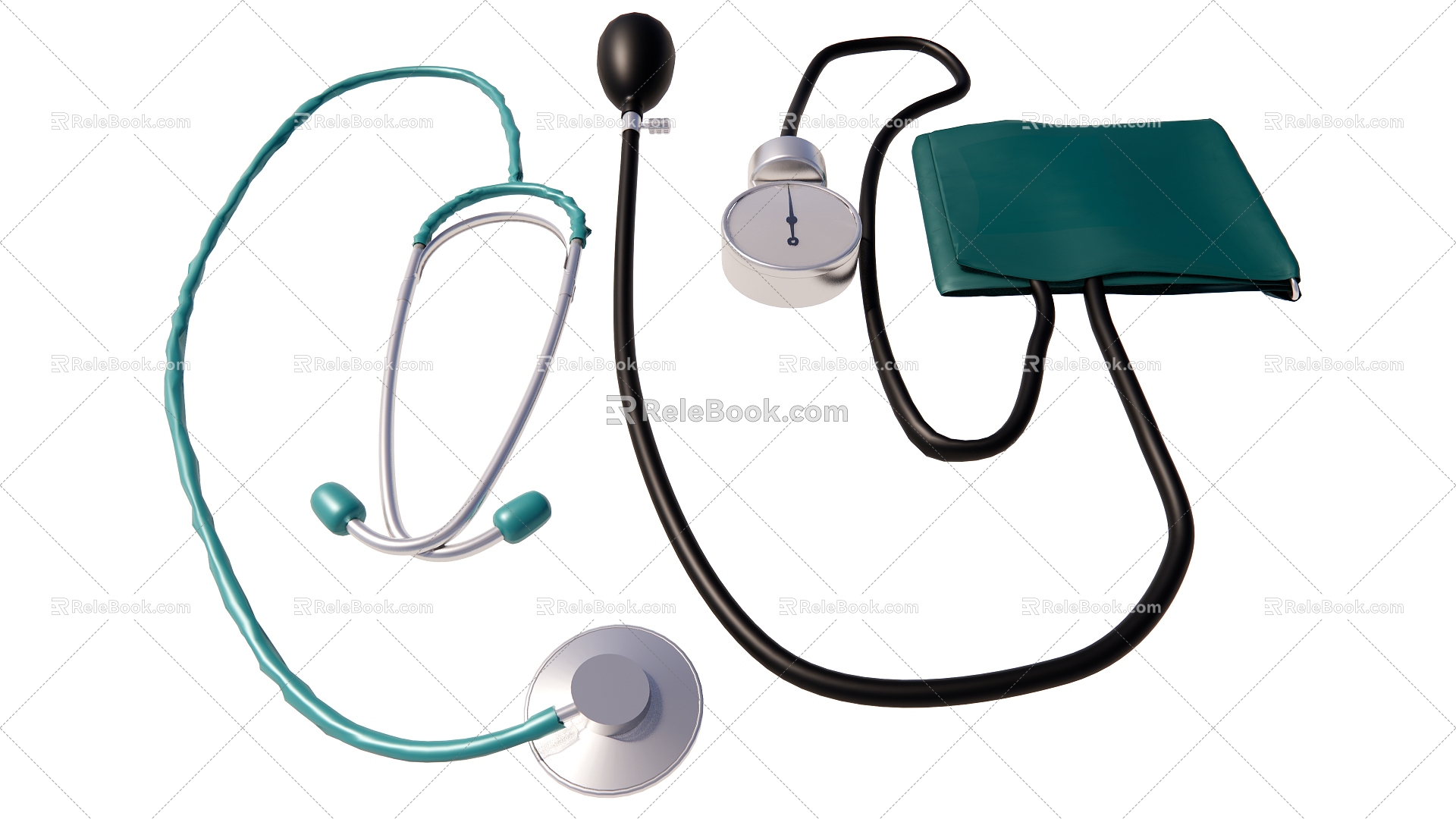 Modern stethoscope medical stethoscope sphygmomanometer 3d model