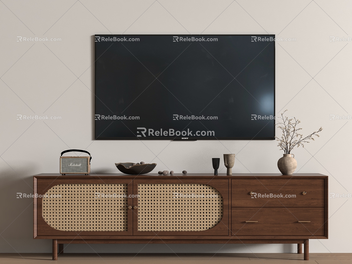 The ancient TV cabinet TV cabinet combination 3d model