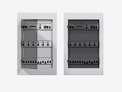 Modern Gray Wall Mounted Switch Panel With Multiple Switches And Sockets 3d model