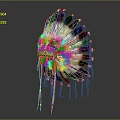 Traditional Feather Headdress With Black White Feathers Colorful Beadwork And Tassels