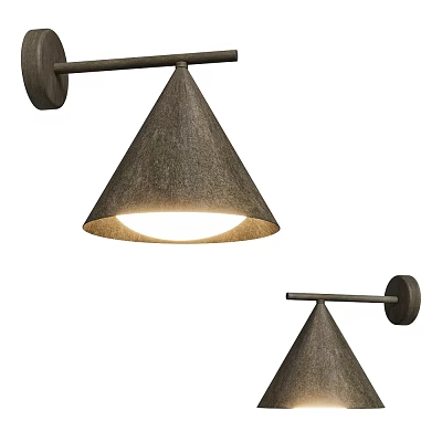 Two Stylish Modern Conical Metallic Finish Illuminated Wall Mounted Lamps 3d model