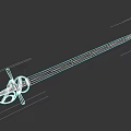 Long Blade Medieval Sword With Red And Silver Hilt Cross Guard Isolated On Dark Background