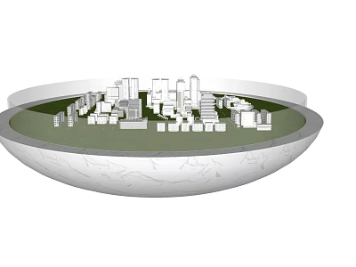 Commercial Equipment For Urban Model Display With Bowl Shaped Architectural Structure 3d model