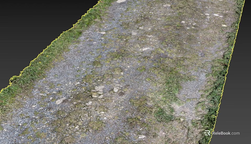 Unpaved Road Infrastructure With Gravel Surface Grass Edges And Scattered Stones 3d model 