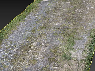Unpaved Road Infrastructure With Gravel Surface Grass Edges And Scattered Stones 3d model