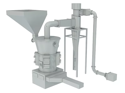 Industrial Grinding Machine With Hopper Piping System And Support Structure 3d model