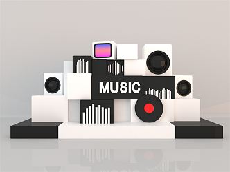 Modern Meichen Simple Black and White Geometry Music Festival Meichen 3d model