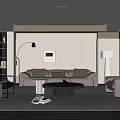 Modern Living Room Interior With Sofa Coffee Table Floor Lamp Bookshelf And Decorative Rug