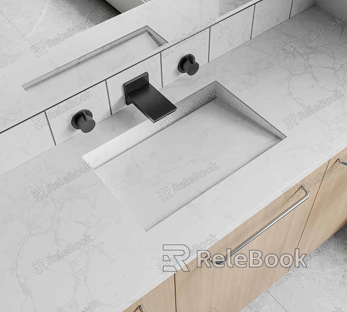 Modern wash basin marble integrated basin model