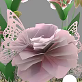 Beautiful Floral Arrangement With Pink And Light Pink Flowers Green Leaves On Green Grass