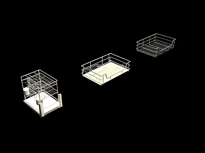 Practical Metal Storage Racks for Home Organization With Different Sizes and Wire Frame Design 3d model