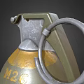 Hand Grenade With Safety Pin Yellow And Green Metallic Body Grenate Hand Text