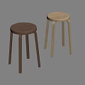 Two Wooden Bar Stools In Different Colors With Round Seats And Four Legs