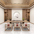 Modern Luxury New Chinese Style Meeting Room With Comfortable Seats And Premium Wooden Interior Design