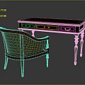 Classic Wooden Desk With Drawer Storage And Woven Accent Chair