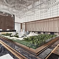 Elegant Modern Sales Office Interior With Crystal Chandelier Large Windows And Stylish Furniture