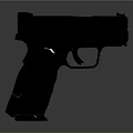 Black Modern Tactical Pistol With Green Sight And Detailed Grip Design