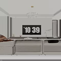 Modern Dining Living Room Interior With Dining Table Chairs Cabinets And Pendant Lights