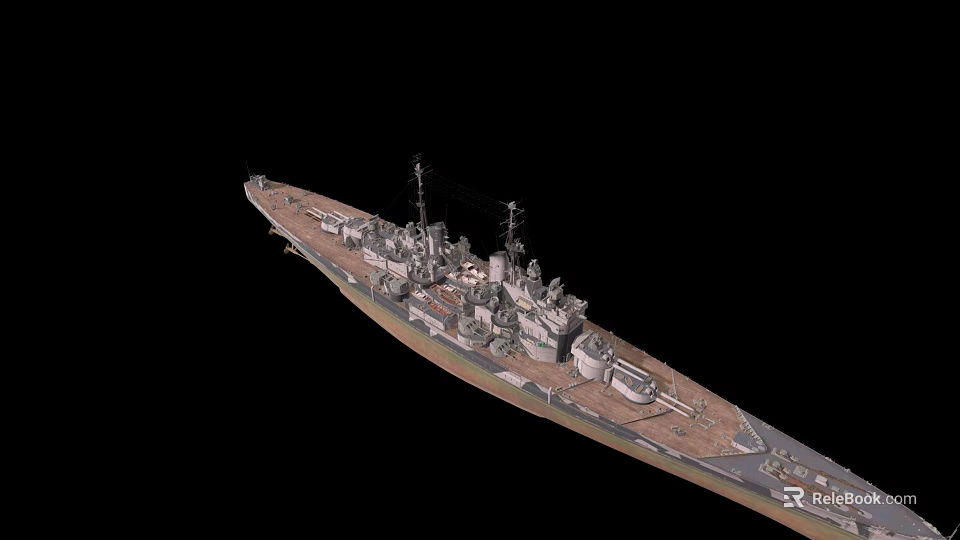Detailed 3D Battleship Model Featuring Multiple Turrets And Intricate Deck Structures 3d model 