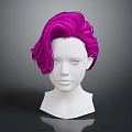 White Head Model With Facial Features And Stylish Pink Curly Short Hair