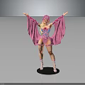 Fantasy Female Character In Pink Ornate Costume With Mythical Creature Elements