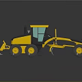 Yellow Construction Grader With Cab Large Wheels And Blade On Dark Surface 3d model
