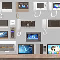 Various Smart Home Intercom Devices With Control Panels And Display Screens 3d model