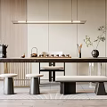Modern Tea Table and Chair Tea Table and Chair Combination 3d model