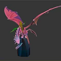 Ornate Fantasy Character Riding Pink Purple Dragon With Large Wings On Blue Base