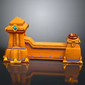 Decorative Orange 3D Model Structure Featuring Blue Gem And Golden Accents 3d model