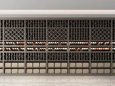Modern Wine Cabinet Featuring Lattice Design And Multiple Shelves With Wine Bottles 3d model