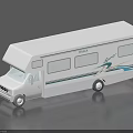White IKEA Sprinter Camper Van Model Featuring Green And Blue Decorative Stripes 3d model